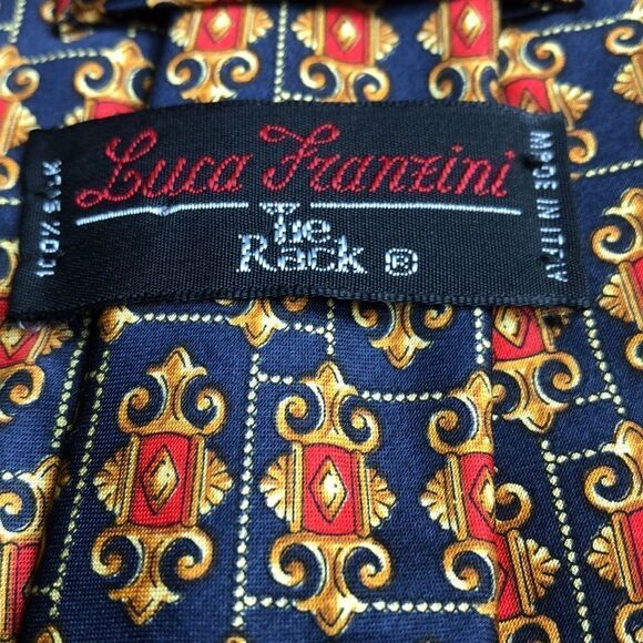 Luca Franzini Tie Rack Made In Italy 100% Silk Tie navy and gold - Picture 5 of 5